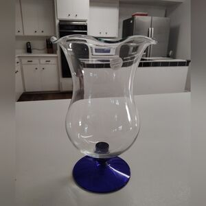 Princess House Crystal Sapphire Large Scalloped 11" Hurricane Vase